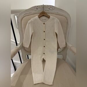 Baby 18 Mth Organic Cotton Pointelle Knit Onesie in Ivory NWT